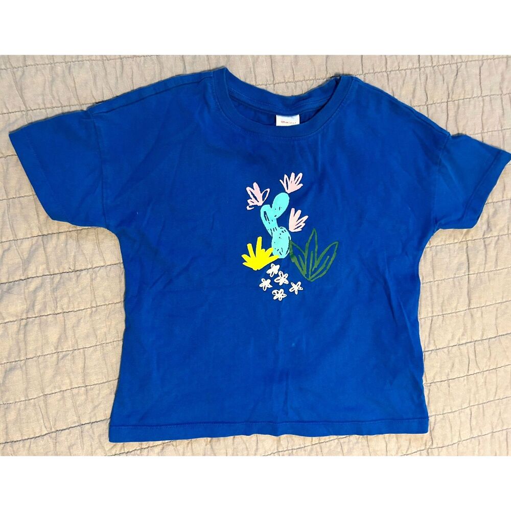 Hanna Andersson Soft Graphic Boxy Tee Size US 6-7 Baltic Blue 100% Cotton